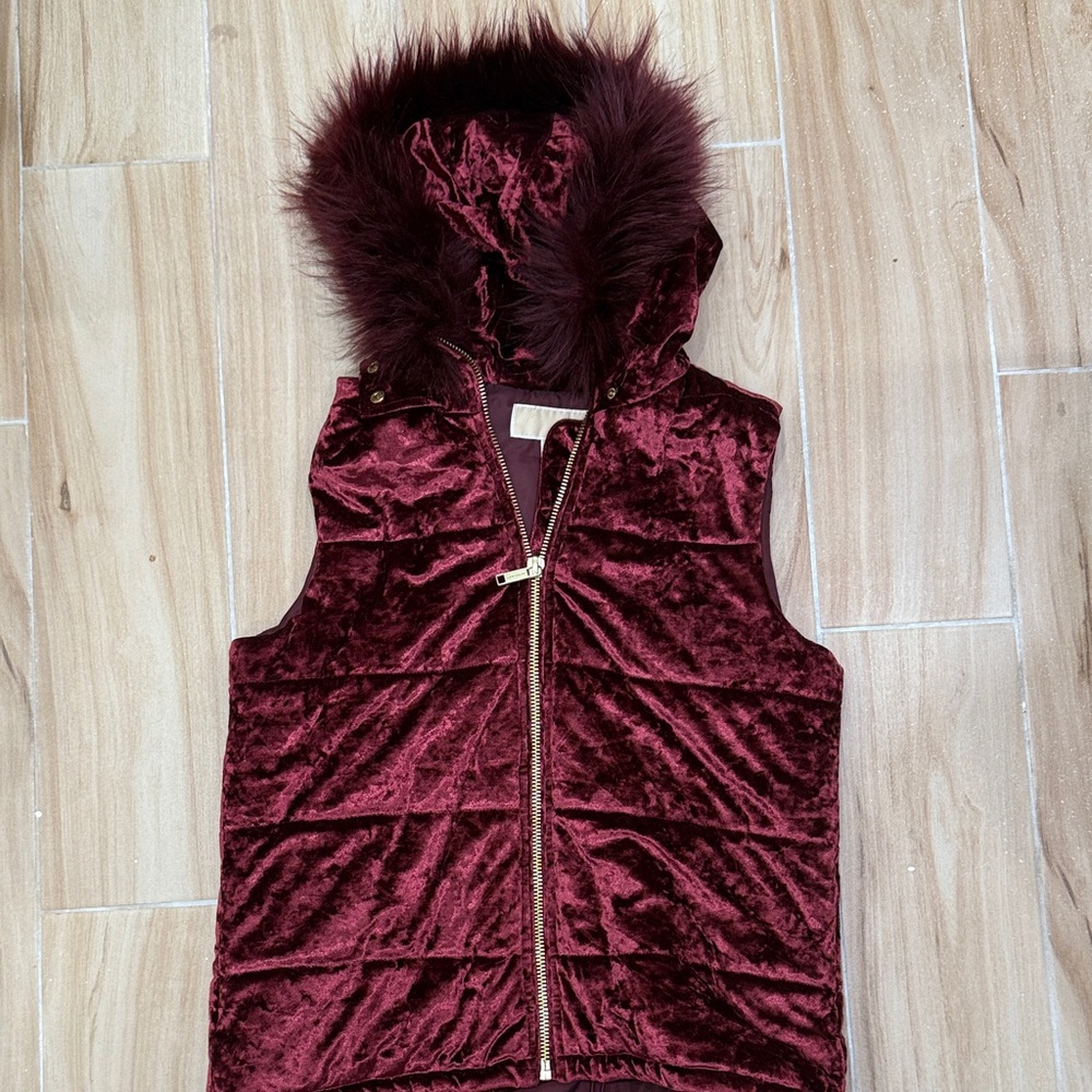 Michael Kors Maroon Faux Fur Vest